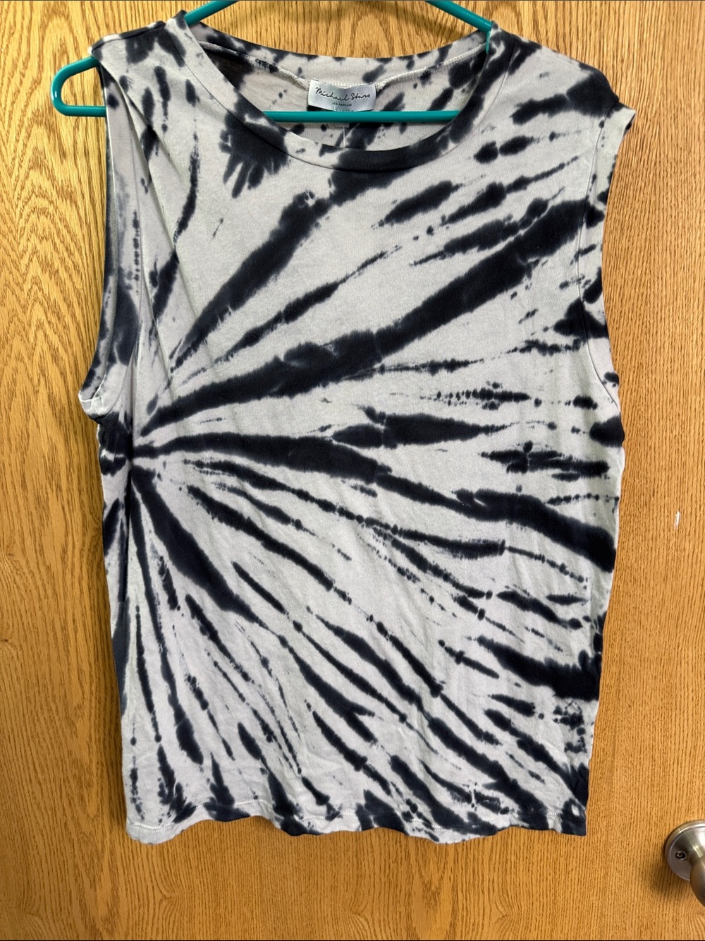 Michael Stars Black‎ & White Spiral Tie-Dye Muscle Tank